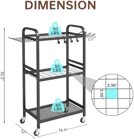 Hadulcet Garden Tool Organizer with Wheels, Yard Tool Organizer for Garage