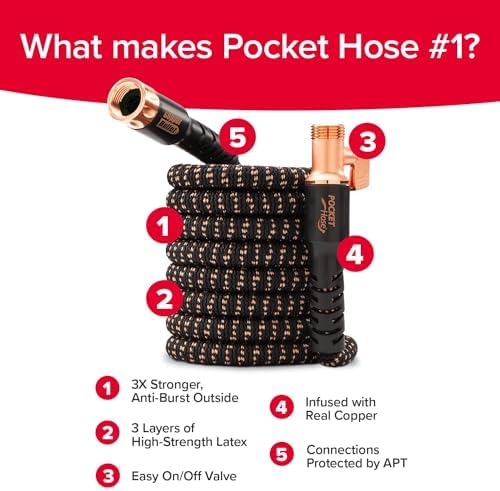 Pocket Hose Copper Bullet 75 FT Expandable Garden Hose, 10-Pattern Nozzle