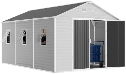 10x14 FT Large Resin Plastic Outdoor Storage Shed, Floor Included