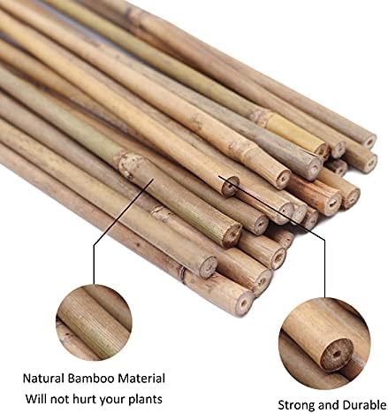 Plant Stakes,18IN Natural Bamboo Stakes, 20Pcs Garden Plant Support Stakes