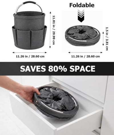Foldable 4.5 Gals Cleaning Caddy Bucket Organizer Bag for Cleaning Supplies