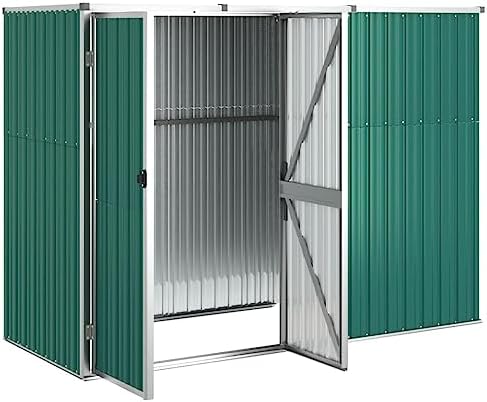 Large Grey Steel Garden Tool Shed - Outdoor Storage with Lockable Doors - Durable Garage and Backyard Organizer for Tools, Equipment, and Lawn Care Supplies