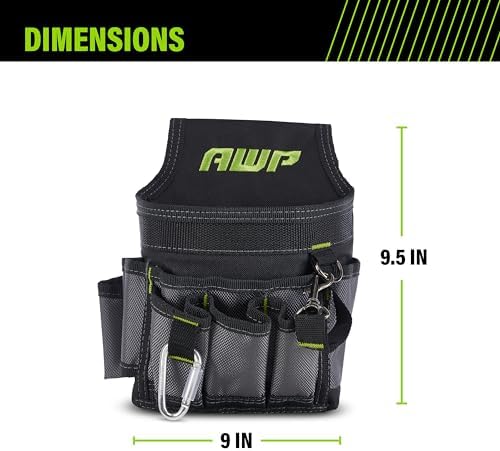 AWP Ballistic Nylon Mini Tool Pouch Multi-Pocket Organizer for Electricians, Professional Tool Box for Efficient Organization, Black/Gray | 1L-23021-2