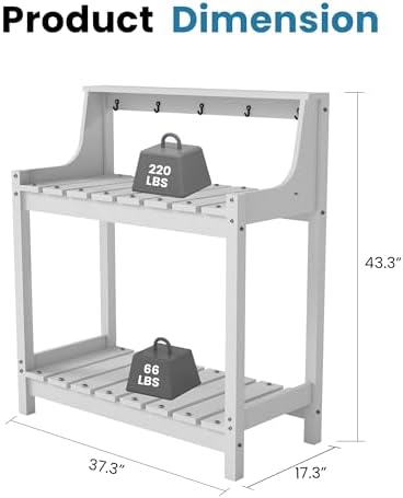 Domi 3-Tier Potting Benches for Outside, HDPE Outdoor Potting Table, White