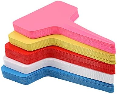 KINGLAKE Plant Labels,100 Pcs Multicolor Waterproof Plastic Plant Tags T-Type Nursery Garden Labels 6 x10cm,5 Colors