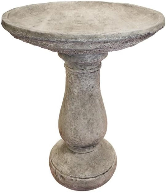 Solid Rock Stoneworks Oval 2 Piece Birdbath- 24" Tall- PreAged