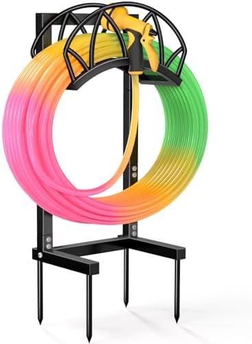Garden Hose Holder, Freestanding Water Hose Reel Stand, Holds 160 FT, Black