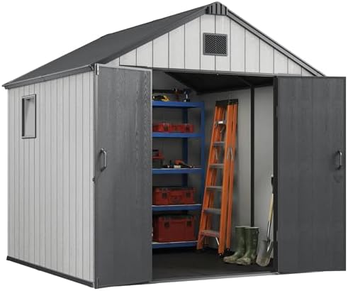 Jocoevol Heavy Duty Storage Shed, 8x8FT Resin Outdoor Shed for Backyard