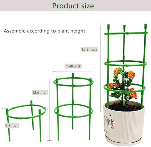 12 Packs Plant Support Stakes, Plant Support with Garden Wire Ties for Indoor Plants, Plastic Stackable Garden Flower Support, Plant Stakes for Tomato, Monstera, Peony, Hydrangea Climbing Plants