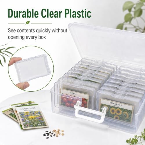 Seed Storage Box, Clear Organizer Case with Labels