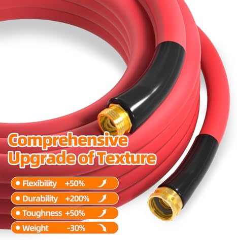 50ft x 5/8'' Hot/Cold Rubber Garden Water Hose, -50℉ to 190℉