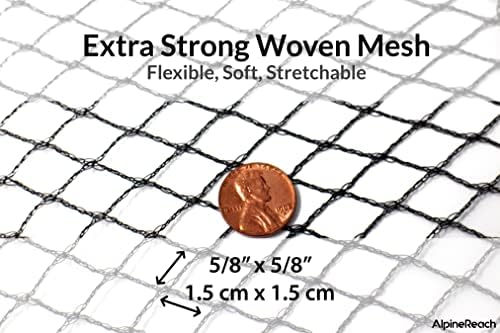 AlpineReach Garden Netting 15 x 50 ft, Black Heavy Duty Bird Net