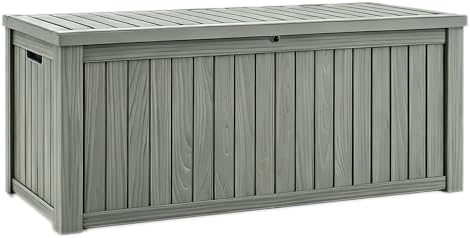 Fancyango 200 Gallon Large Outdoor Storage Deck Box Waterproof, Grey