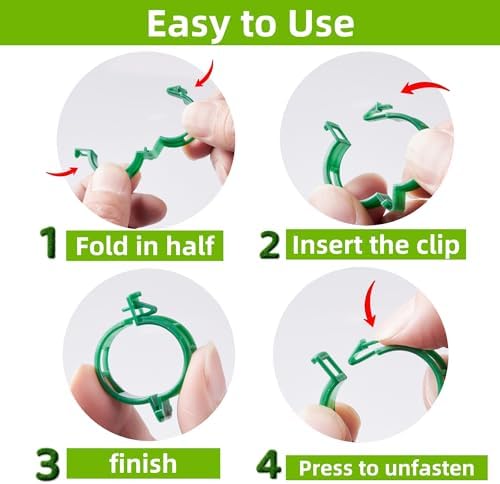 CIQIYO® 200 Pcs Plant Support Clips,Plastic Clips for Securing Plants,Tomato Vine Clips,Plant Fixing Clips,Garden Clips for Climbing Plants,Grape and Vine Vegetables (200, Green)