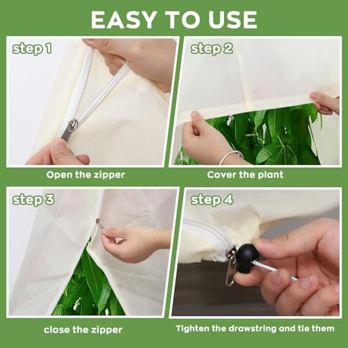 Plant Frost Protection Cover, 1 Pack 32" x 47" Zipper & Drawstring