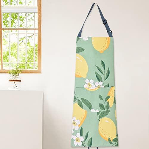 2 Pack Floral Apron for Women with Pockets, Adjustable Cotton Chef Aprons for Kitchen, Cooking, BBQ & Grill