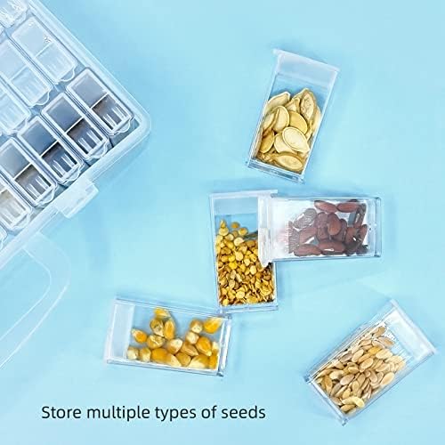 64 Slot Seed Box,112 Stickers Tweezers,Bead & Seed Storage Organizer | Use for Flower Seeds,Vegetable Seeds.
