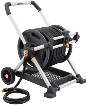 Gorilla Mobile Aluminum Garden Hose Reel, 225 Ft, Zero-Rust, No-Leak Brass