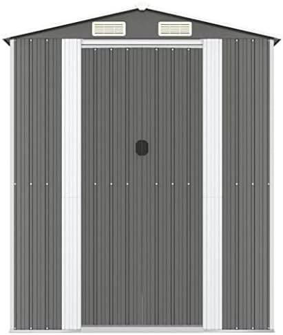 Extra Large Outdoor Garden Storage Shed, 75.6x303.9x87.8 Inch Galvanized Steel Tool House for Patio Backyard Lawn Equipment, Light Gray