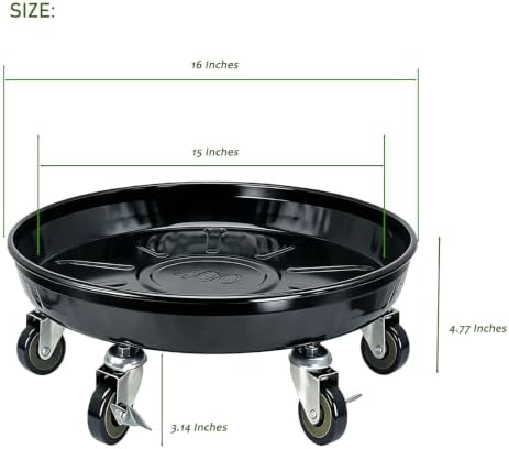 Heavy Duty Plant Caddy(430lbs Capacity), Rolling Metal Plant Stand with Brake Wheels Plant Dolly Planter Mover Plant Pot Tray Saucer for Indoor Outdoor 16 Inches Black 2Pack