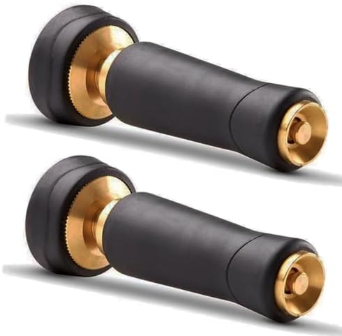 Brass Hose Nozzle, Heavy-Duty Adjustable Garden Twist Hose Nozzle Shut Off Valve, Suitable for Cleaning Car, Watering Flowers, Lawns, Cleaning Ground (2 Pack)