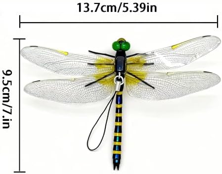 Dragonfly Decoy for Pest Control, 4 Pack 3D Hand-Painted Lifelike Garden Hanging Ornaments, Outdoor Patio Decor with Carabiner Clip, Durable All-Weather Yard Art for Fence, Plant, Camping (Black)