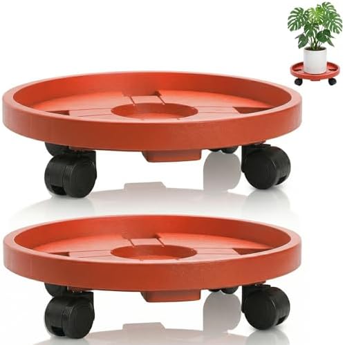 ZOOFOX 2 Pack Plant Stand with Wheels, 12Inch Heavy Duty Plant Caddy with 360° Universal Casters, Rolling Plant Dolly for Indoor Outdoor Large Flower Pots, Patio