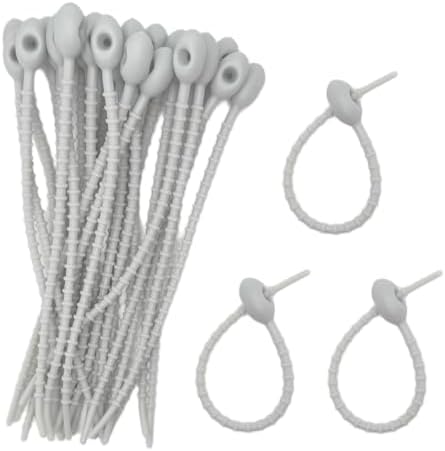 30pcs Silicone Self Locking Reusable Zip Ties for Fixing Bundling Organizing 4.7in Pastel Color Soft Cord Cable Strap Multi Purpose Twist Tie Clip for Garden Plant Home Kitchen Office (Grey)