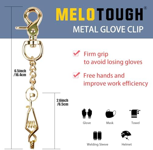 MELOTOUGH Metal Glove Clip for Work Glove Holders Heavy Duty Steel Glove Clips for Tactical,Skiing,Camping,Outdoor Activities