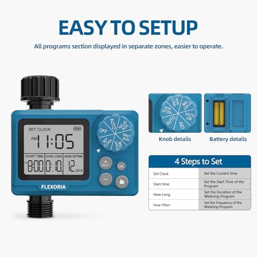 Digital Programmable Water Timer, Garden Hose Sprinkler Timer for Irrigation and Watering Systems, 1 Outlet