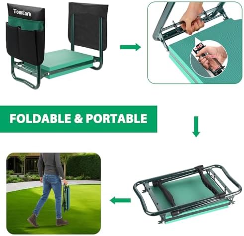 TomCare Garden Kneeler and Seat, 11.12" Kneeling Pad Sturdy Garden Bench