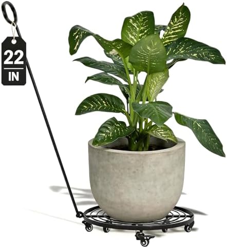 22 Inch Plant Rollers with Wheels - Heavy Duty Steel Round Dolly