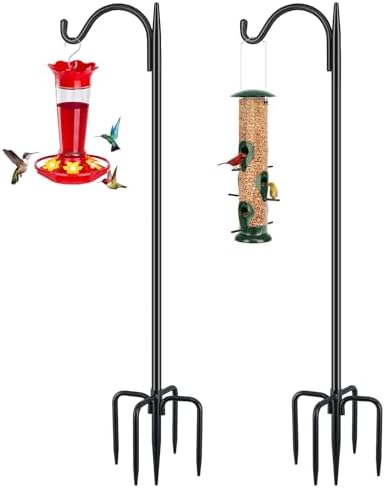 63'' Bird Feeder Pole, 5-Prong Base Shepherds Hook for Outdoor