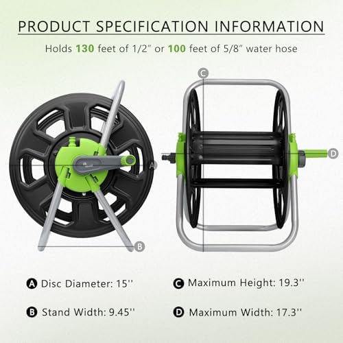 Metal Water Hose Reel Hold 100FT 5/8" Hose