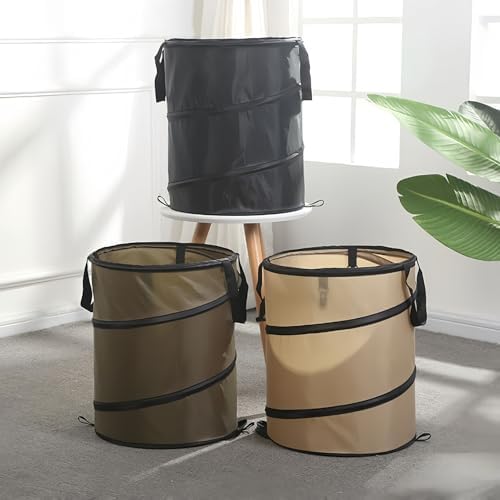 Collapsible Trash Can Camping: Pop up Trash Can, 10 Gallon Collapsible Yard Waste Bag/Leaf Bin, with Clips to Hold Garbage Bag in Place, for Garden, Lawn, Picnicking, Parties, Travel (Brown)