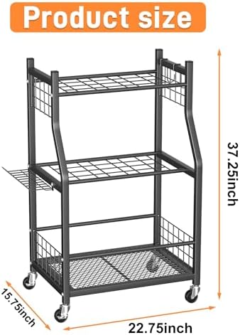 TORACK Garden Tool Organizer with Wheels, Rakes Shovels Yard Tools Stand