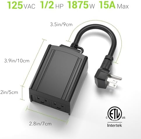 BN-LINK Outdoor 24-Hour Mechanical Timer Outlet, 2 Grounded Outlets, 2 Pack
