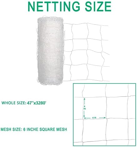 Heavy Duty Trellis Netting Roll - 47''x328' Plastic Plant Trellis Net for Climbing Plants