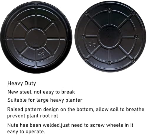 SIAMO 20" Heavy Duty Plant Caddy (570lbs Capacity)-Lockable Non-Scratch Swivel Casters Rolling Plant Stand Saucer for Large Ceramic Planters & Heavy Trees Indoor & Outdoor,Black,1-Pack