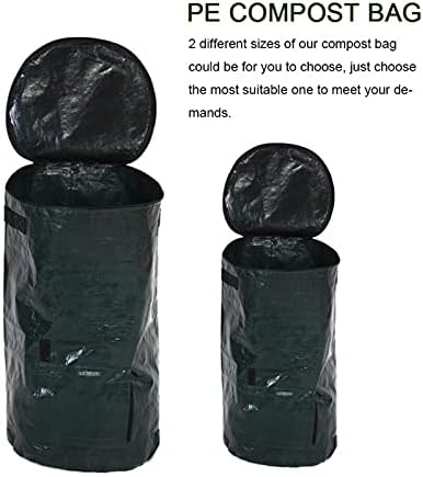 Collapsible Compost Bag, 13.8 x 23.6 inch Organic Waste Kitchen Garden Yard Compost Bag PE Cloth Planter Lawn and Leaf Bags Garden Bag Yard Waste Bag(13.8 x 23.6 inch)