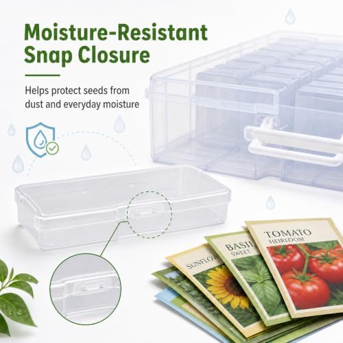 Seed Storage Box, Clear Organizer Case with Labels