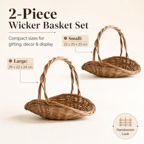 Handwoven Wicker Harvest Basket with Handle, Garden Basket for Harvesting Vegetables Baskets for Garden,Fruit,Vegetables (Large)