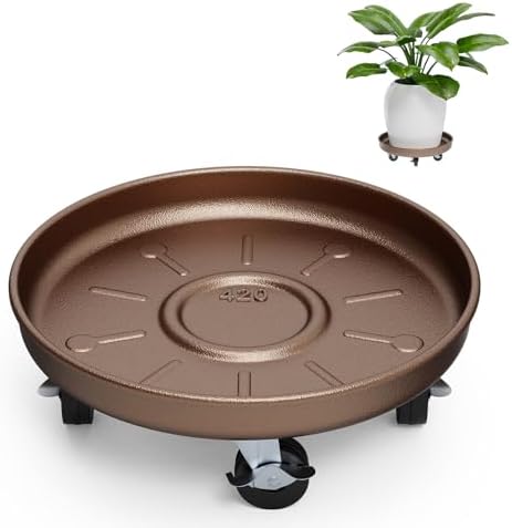 Plant Caddy With Wheels 16" Metal Plant Saucers for Indoors 420 Lb Capacity