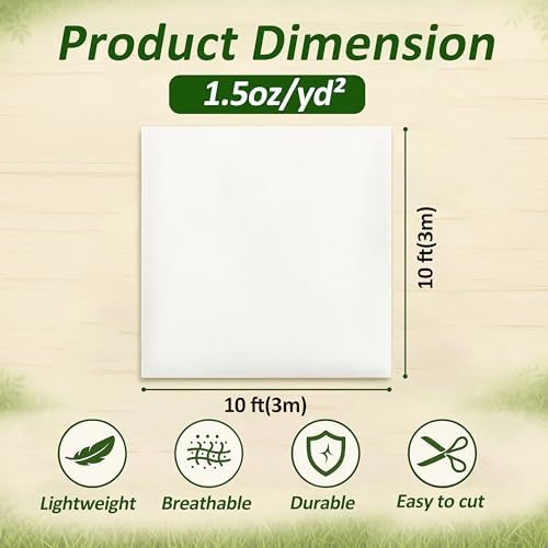 Gardzen 1.5 oz Plant Covers Freeze Protection, Reusable 10ft x 10ft Floating Row Covers, Thicker Frost Blankets for Outdoor Plants, Pests Protection, White