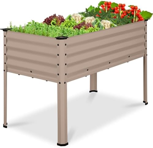 Best Choice Products 48x24x30in Galvanized Raised Garden Bed, Metal Elevated Planter Box, Vegetable Garden for Backyard, Patio, Balcony, 100% Non Toxic Materials - Taupe