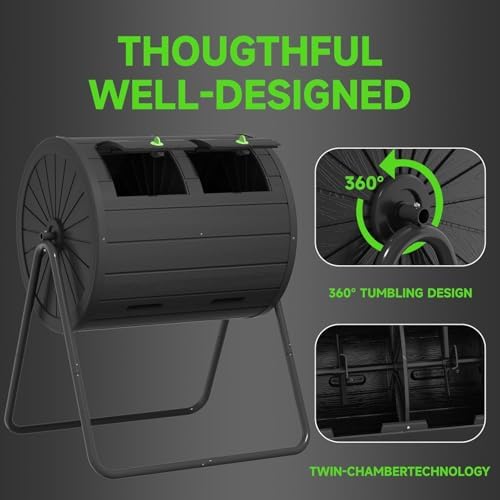 45 Gallon Outdoor Compost Bin, Large Composting Tumbler, Black