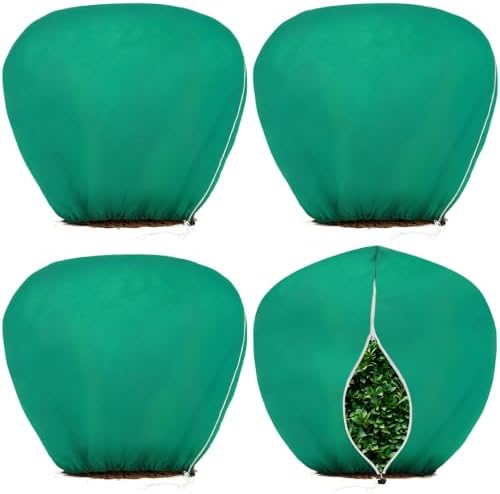 4 PCS Shrub Plant Covers Freeze Protection for Winter, 39"x39" with Zipper