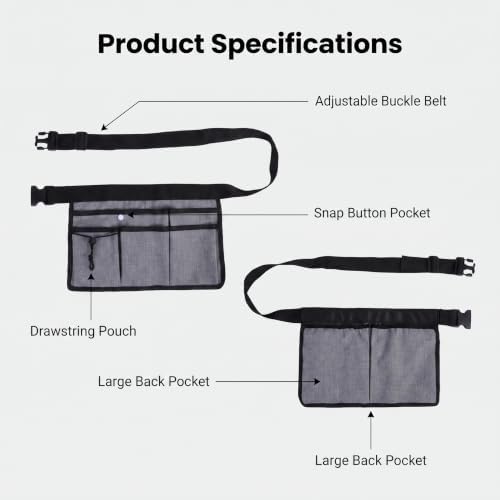 Garden Tool Gardening Belt, Multi-Pocket Waist Tool Apron with Drawstring Pouch, Snap Pocket and Extra Large Back Storage Pocket, Adjustable Work Belt for Gardening Carpenter Construction