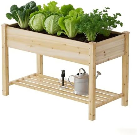 Wooden Planter Elevated Wooden Raised Garden Bed with Legs Planter Box