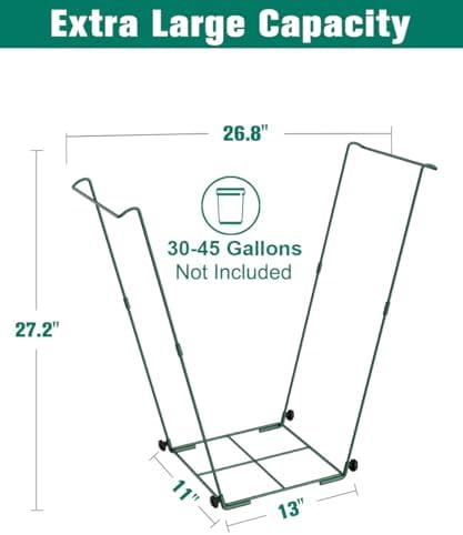 Outdoor Garden Trash Bag Holder Stand, Lawn Leaf Bag Holder, Green
